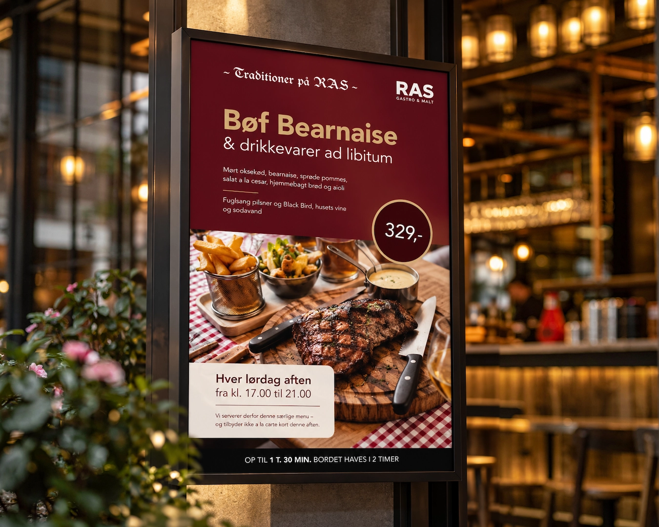 Bøf Bearnaise på RAS-menuplakat